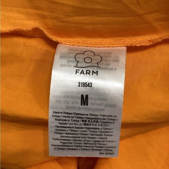 Farm Rio Orange Cotton Maxi Dress Sweetheart Neckline Bustier Flowy - Picture 15 of 16